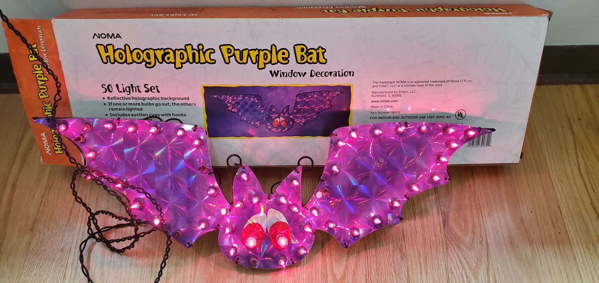 Noma Holographic Halloween Purple Bat With 50 Lights Window Decor