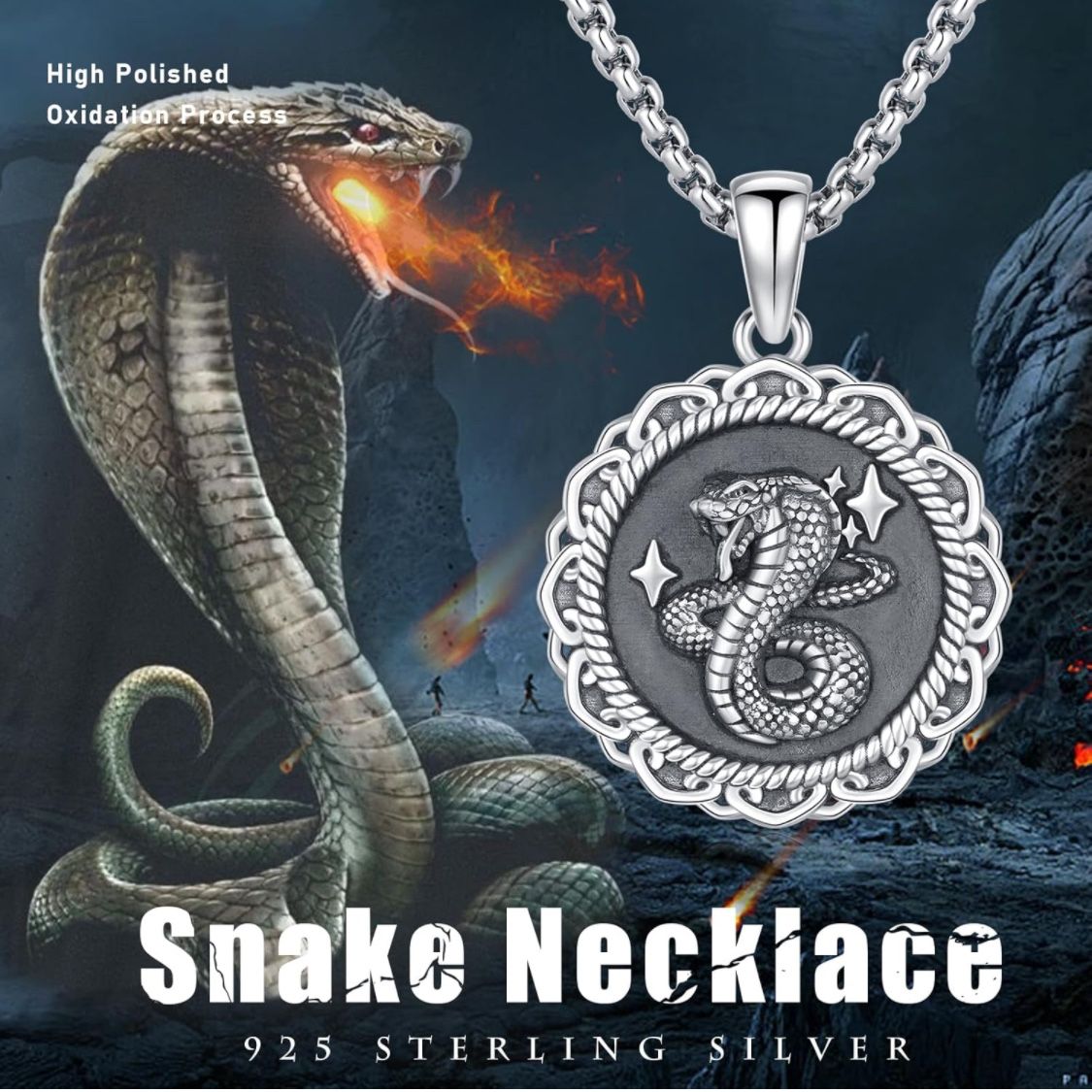 Snake Necklace - 925 sterling Sliver 22+2in