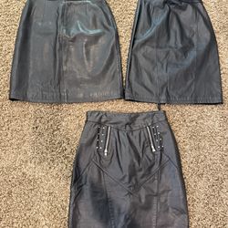 Black Vintage Leather Skirts