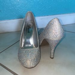 Sliver Rhinestone heels
