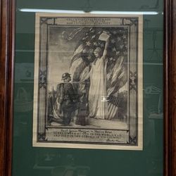 E. H. Blashfield; 1919 WW1; Lithograph- "Columbia Gives to her son the accolade of the new civalry of humanity”