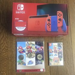 🎮 Brand New Nintendo Switch Mario Red & Blue Edition w/ Carrying Case, Mario 3D All-Stars Game & Collector Coin Set