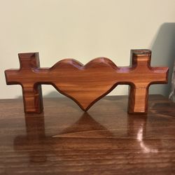 Wooden Heart and Cross Decor
