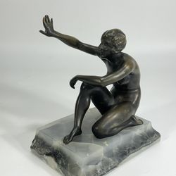 Vintage Nude Female Bronze Sculpture by Franz Josef Starek? on Damaged Stone