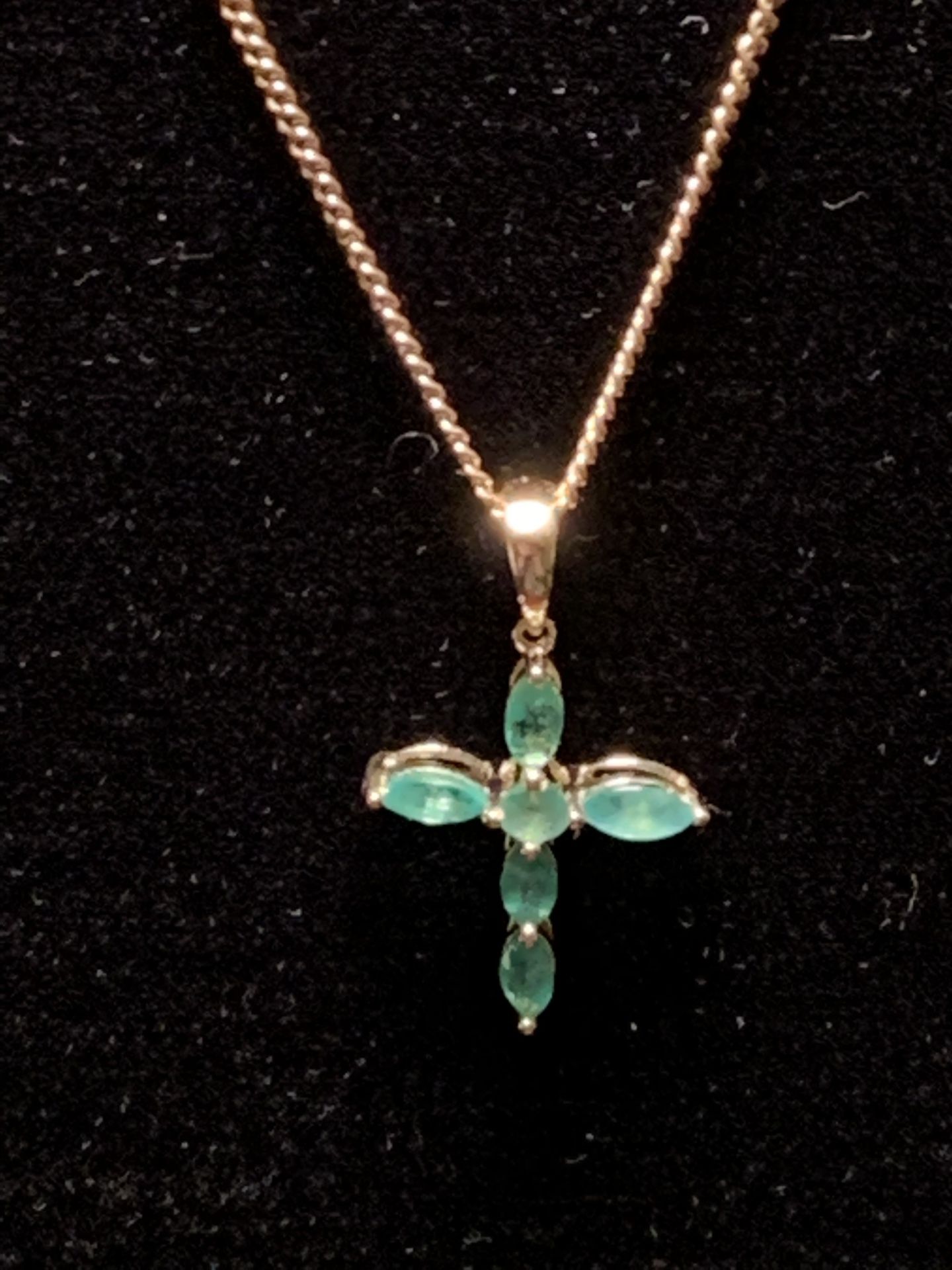 14kYellow Gold Emerald Cross Necklace