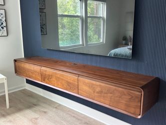 POVISON 79” Floating Wall-Mounted TV Console – Walnut – Excellent Condition