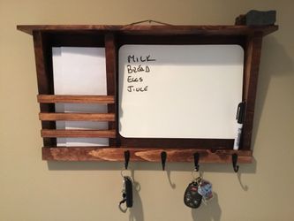 Memo Board Key Holder Mail Holder Dry Erase Memo Board Large Top Shelf Chestnut Entryway Organizer