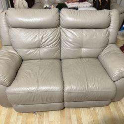 Genuine leather electric recliner White couch