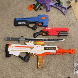 Nerf guns and lightsaber