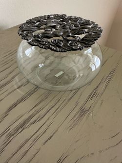 Small Glass/Pewter container for jewelry/potpourri