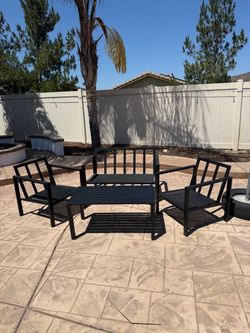 Black Metal Outdoor Patio Furniture Set