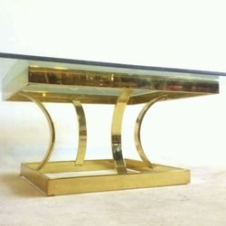 Vintage Baughman Mid Century Brass Cocktail Coffee Table Atomic Gold
