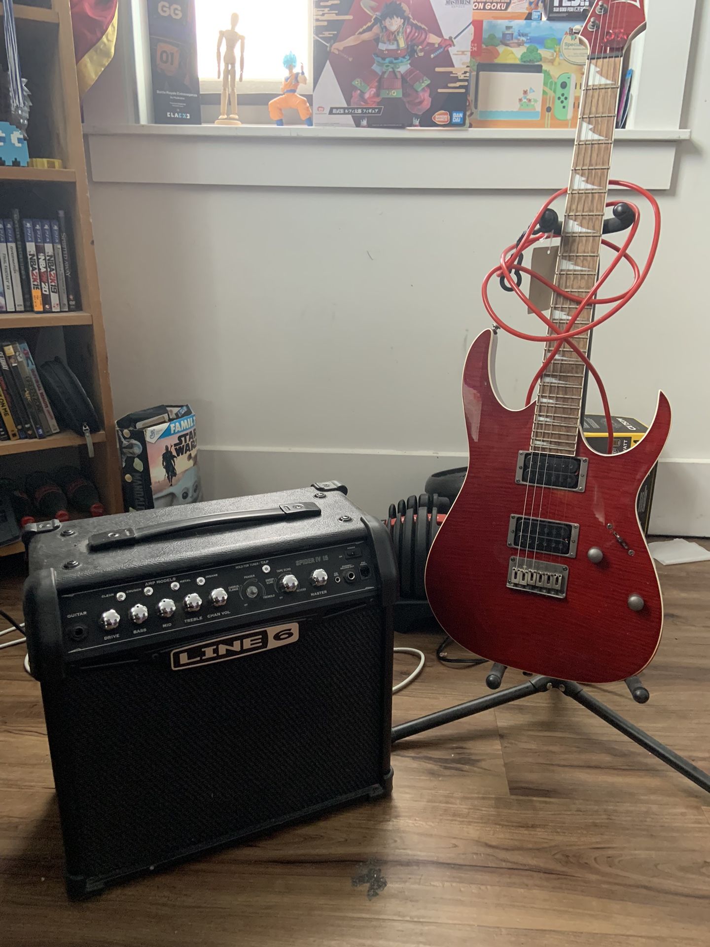 Ibanez RG3EXFM1 Solid Body Electric Guitar & Line 6 Spider IV 15W 1X8 Guitar Combo Amp