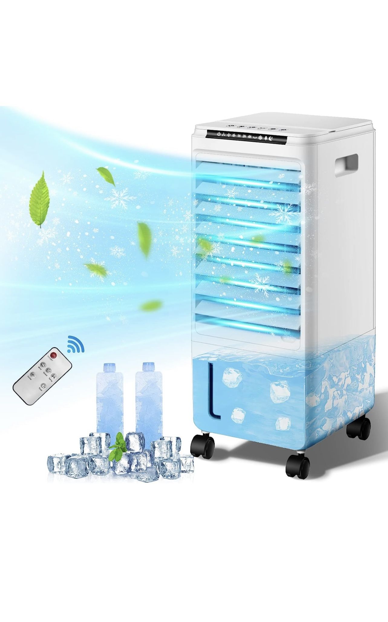Portable Air Conditioners, 3-IN-1 Evaporative Air Cooler, Windowless Swamp Cooler w/ 3 Modes & 3 Speeds, Remote, 65° Oscillation, 1.85 Gal Water Tank,