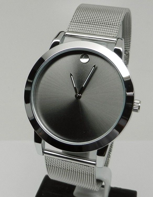 40mm Museum Style Silver Sunburst Dial Quartz Watch Men's Women's Unisex