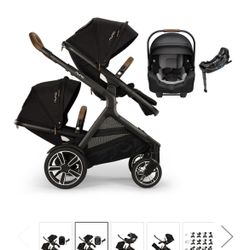 Nuna® DEMI™ Next Double Stroller + PIPA Aire/PIPA RX/PIPA Aire RX + Rider Board Travel System