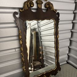 Antique Mahogany Chippendale Wall Vanity Mirror