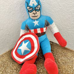 Marvel Captain America Plush Avengers Stuffed Animal Toy with Shield 17”