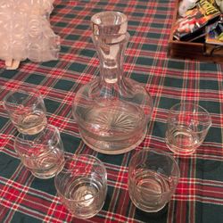 Decanter & 5 Glasses