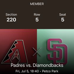 Padres vs Diamondbacks (4 tickets) July 5, 2024 