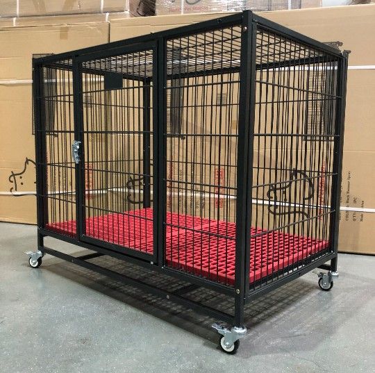 🏆NEW🏆 37" Heavy Duty🐕 Dog Kennel Cage🐩 With Wheels 🦮🆕‼️