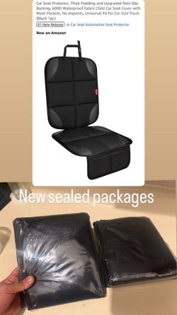 Car Seat Protector, Thick Padding and Upgraded Non-Slip Backing, 600D Waterproof Fabric Child Car Seat Cover with Mesh Pockets, No Imprints, Universal