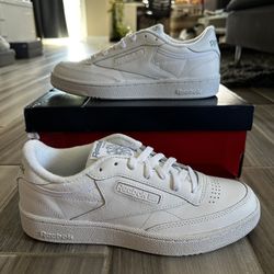 Men's Reebok Club C 85 Leather Classic Tennis Shoes - White Blue White - Size 8, 8.5, 11, 11.5