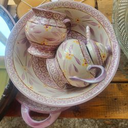 Antique China Tea Set With Wash Bowl