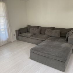 Grey Greenish West Elm Modular Sectional Couch