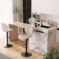 Bar Stools Set of 4 Modern Swivel Bar Chairs, Barstools Counter Height with High Backrest, Easy 3-5 Minute Assembly for Bar, Kitchen, Dining Room Beig