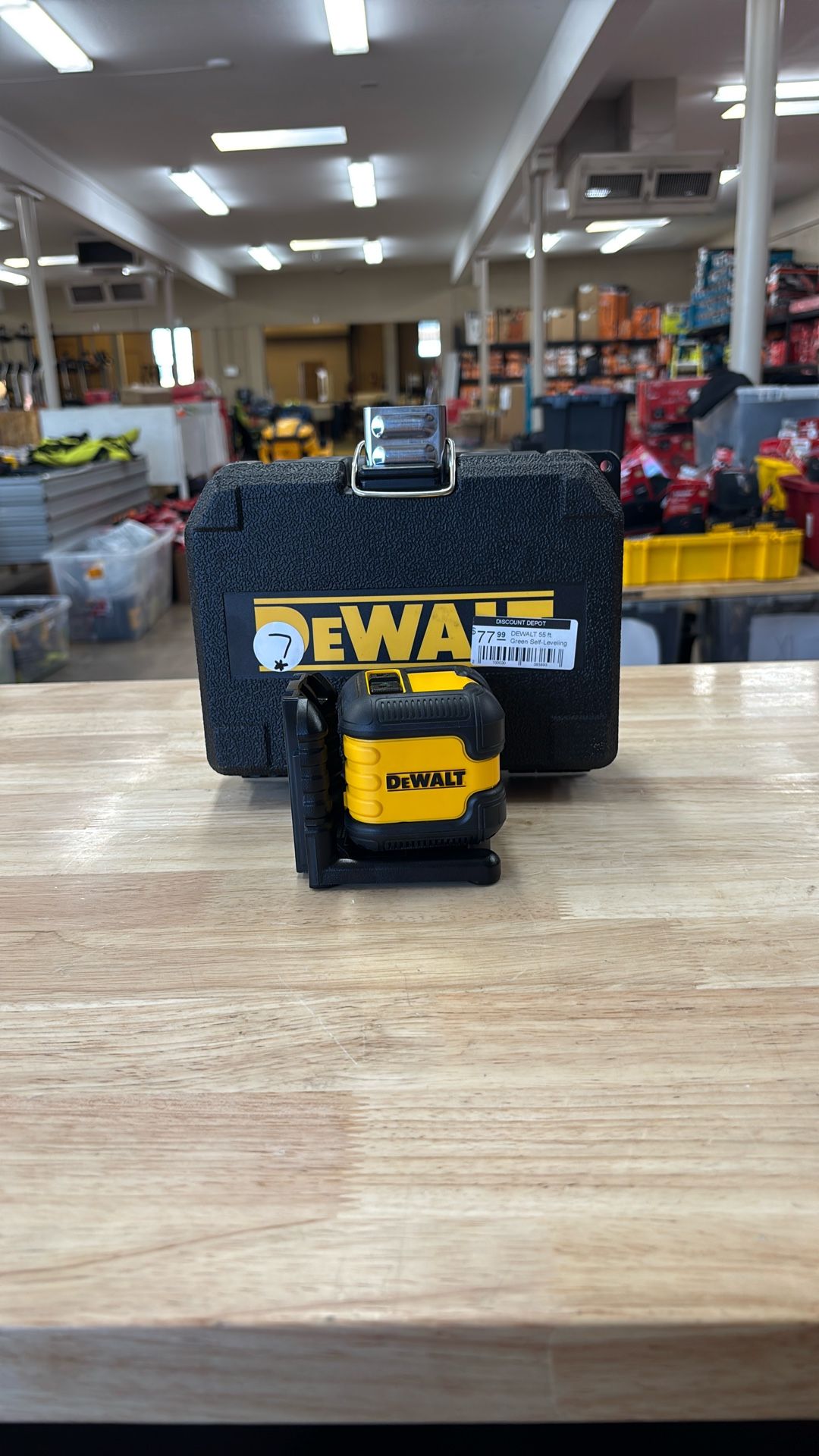 DEWALT 55 ft. Green Self-Leveling Cross Line Laser Level with (2) AA Batteries & Case