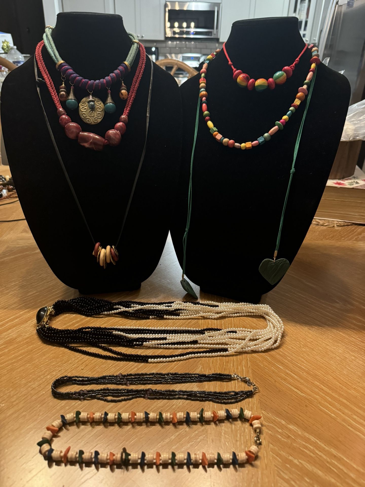 Unique Multi-Cultural Wooden And Beaded Costume Jewelry