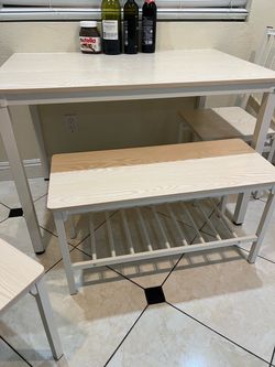 Dining table with bench and chairs