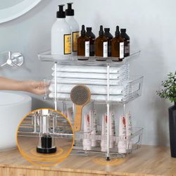 3 Tier Large Pull Out Cabinet Organizer, Adjustable Bathroom and Pantry Organizer with Dividers, Kitchen Under Sink Organizer, Multi-Purpose Sliding D