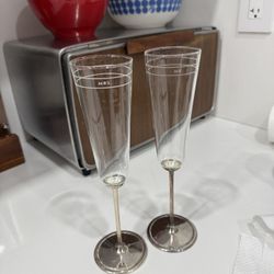 Kate Spade Darling Point Wedding Flutes: Engraved Crystal Toasting Glasses