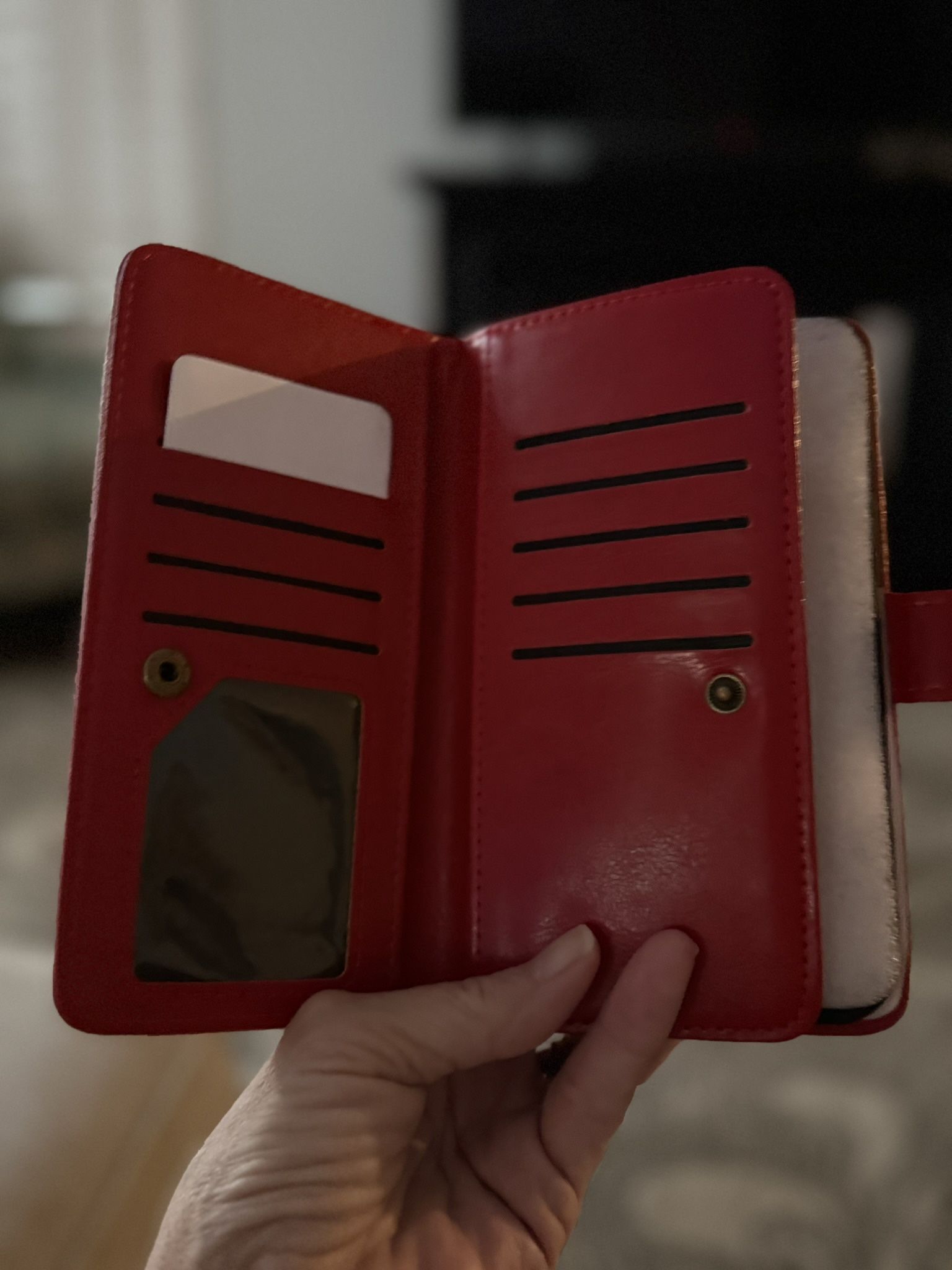 Red iPhone 17 Air Wallet Case with Wrist Strap & Magnetic Closure – New