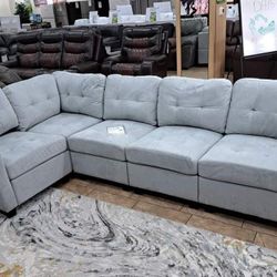 5 Pcs Pewter Sectional Sofa Couch 