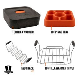 Blackstone Griddle Essentials Taco Kit with Tortilla Warmer and Trivet, Racks, and Toppings Tray, 5-Piece