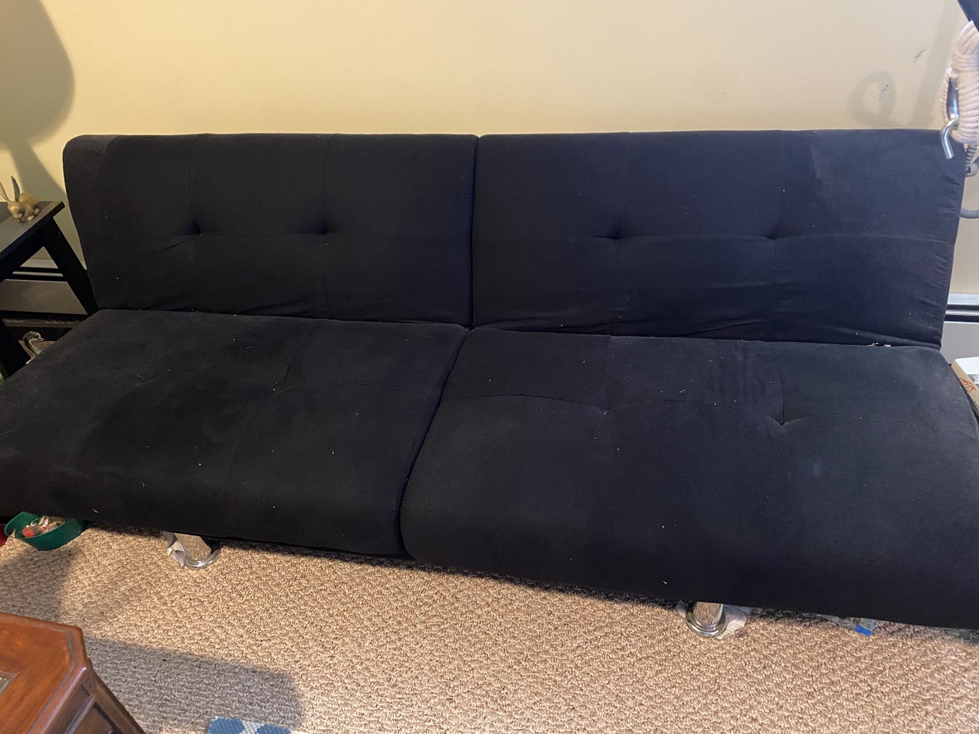Black Studio Couch With Silver Legs