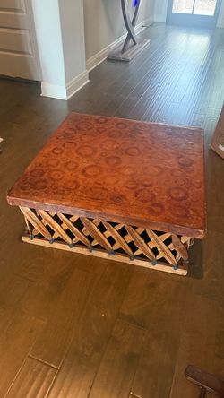 Vintage Mexican Equipal-Style Leather Coffee Table