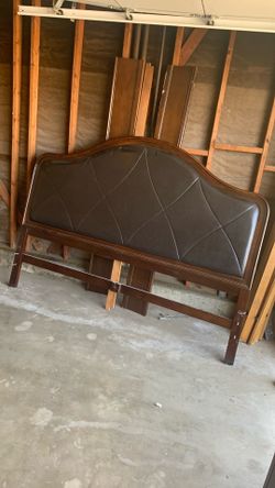 Wood/Leather King size bed frame with drawers