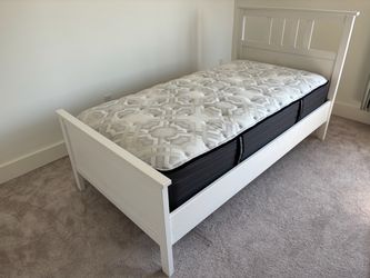 IKEA HEMNES Twin Bed Frame + Sealy Posturepedic Mattress