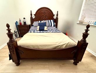 Queen size bed and nightstand , solid ,