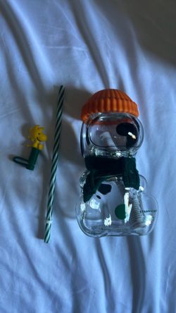 Starbucks Snoopy Glass Cup with Straw