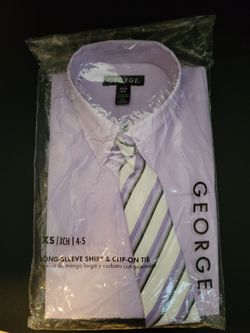 George Boys Long-Sleeve Shirt & Clip-On Tie Set