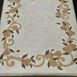 Marble pear fruit leaf inlaid stone kitchen table dining polished chrome pedesta