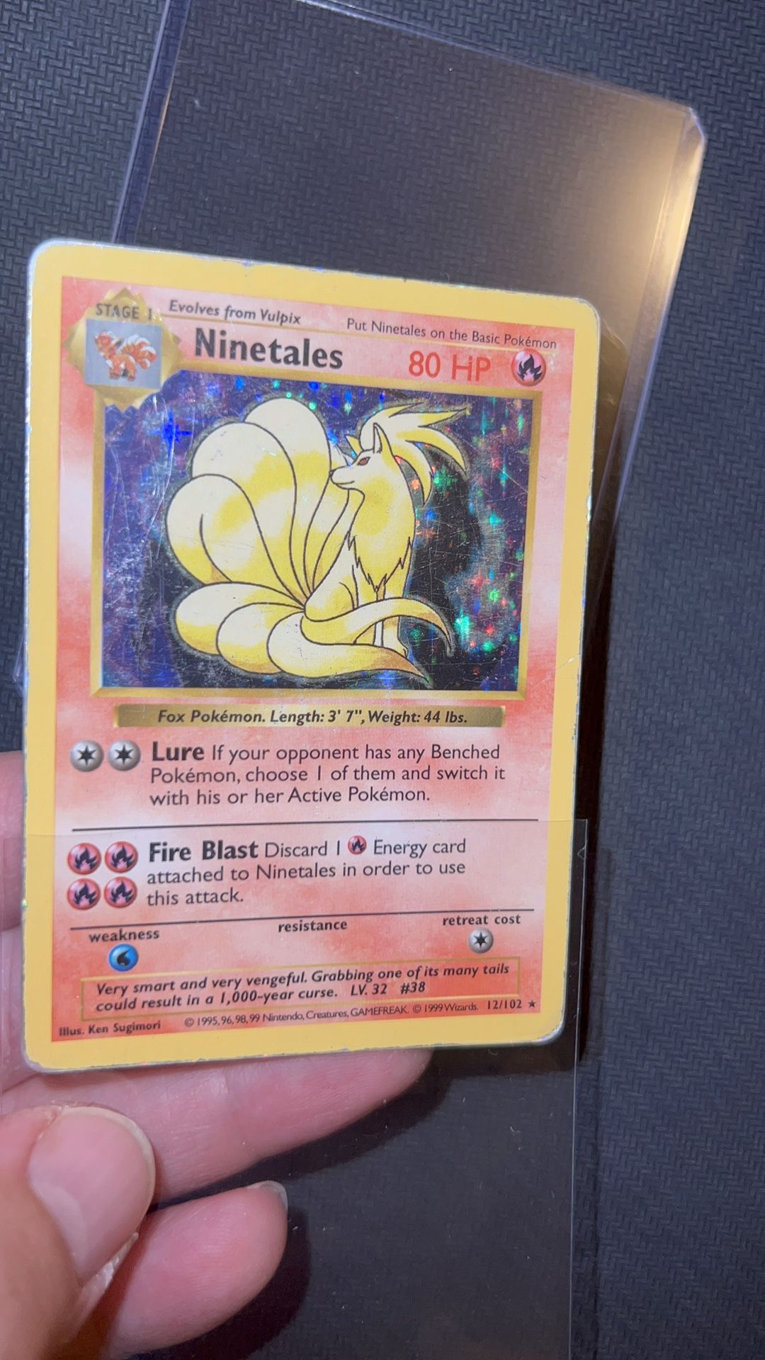 Pokemon Cards Shadowless No Damage Ninetales Error