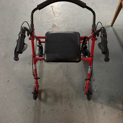 Medline Rollator Walker with Seat, Steel Rolling Walker with 6-inch Wheels Supports