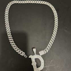 Diamond Cuban Link Chain With Diamond Pendant 