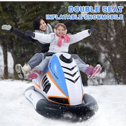 Inflatable Snowmobile Snow Sled- 71 Inch Giant Snow Tube, Inflatable Sled for Kids and Adults, Snow Sledding Rider for Outdoor Skiing